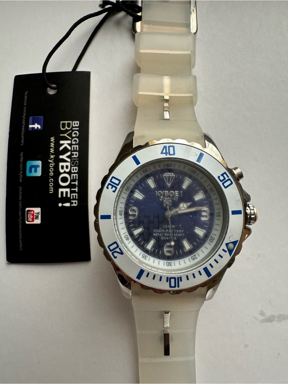 Women’s White Silicone Strap Watch with Blue Dial